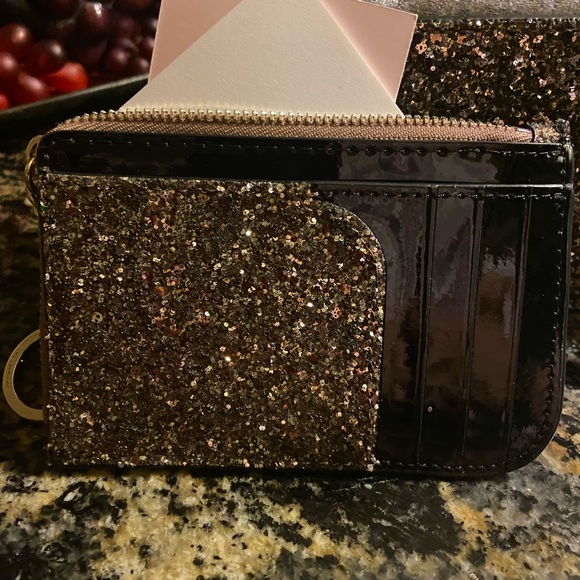NWT Kate Spade ♠️ Rose Gold Odette Glitter Mini Top Handle Crossbody Card Holder - Picture 10 of 11
